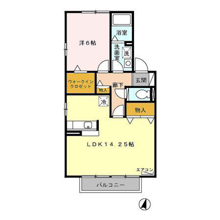 サンモールA(1LDK/2階)の間取り写真