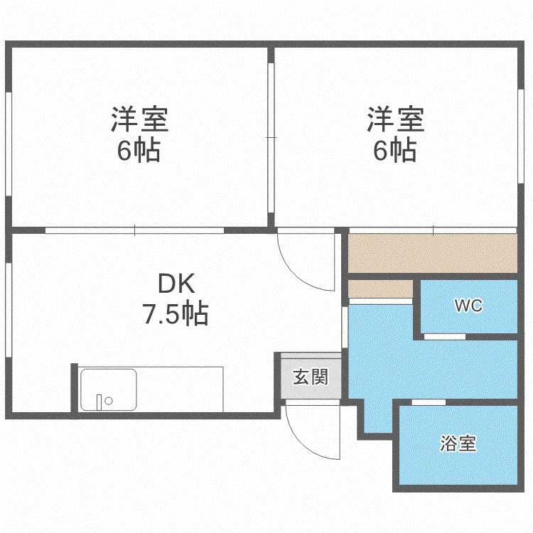 エナージ南山の手(2DK/2階)の間取り写真