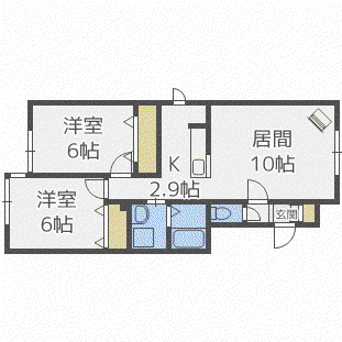ルミエールクランセ(2LDK/1階)の間取り写真