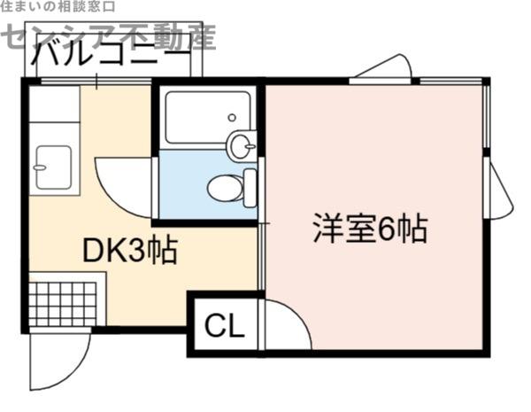 日商アークビル(1DK/3階)の間取り写真