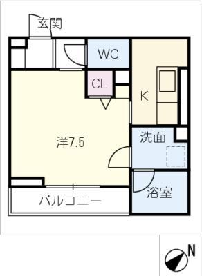 ボヌールB(1K/3階)の間取り写真