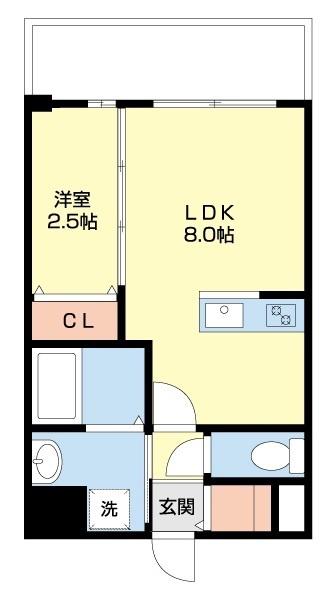 MODERN PALAZZO 長崎 CENTRAL(1LDK/4階)の間取り写真