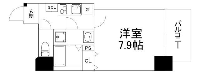 エグゼ堺筋本町(1K/14階)の間取り写真