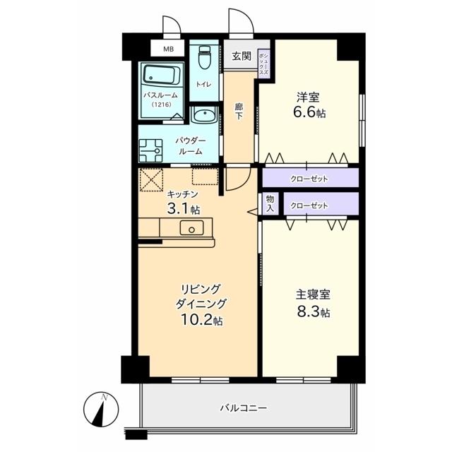 アパラザール高岡末広町(2LDK/7階)の間取り写真