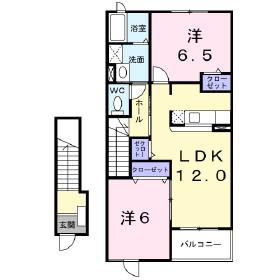 エンジェルゲートA(2LDK/2階)の間取り写真