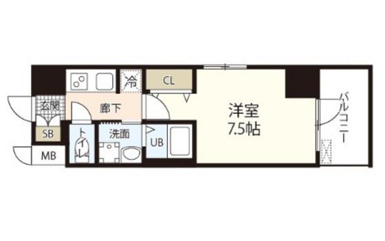 S-RESIDENCE表町(1K/12階)の間取り写真