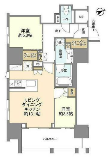 ザ・パークハウス芝御成門(2LDK/8階)の間取り写真