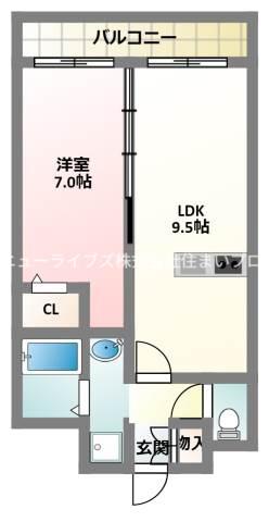 グランパシフィック萱島(1LDK/3階)の間取り写真