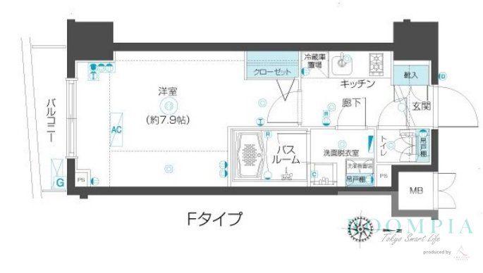 フェニックス市谷本村町(1K/3階)の間取り写真