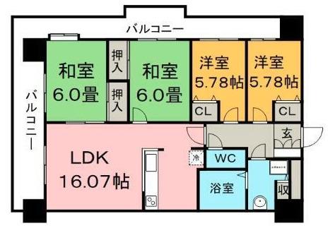 エバーライフ久留米中央(4LDK/7階)の間取り写真