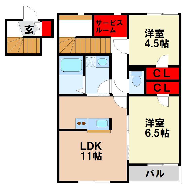 レオネクストエスポワール(2LDK/2階)の間取り写真