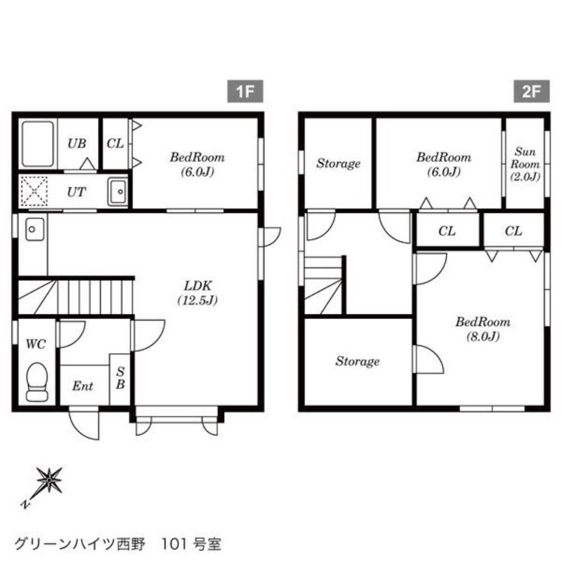 グリーンハイツ西野(3LDK/1階)の間取り写真