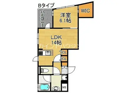 サンシャイン粉浜(1LDK/3階)の間取り写真