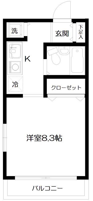 カサ・デ・グロリア(1K/2階)の間取り写真