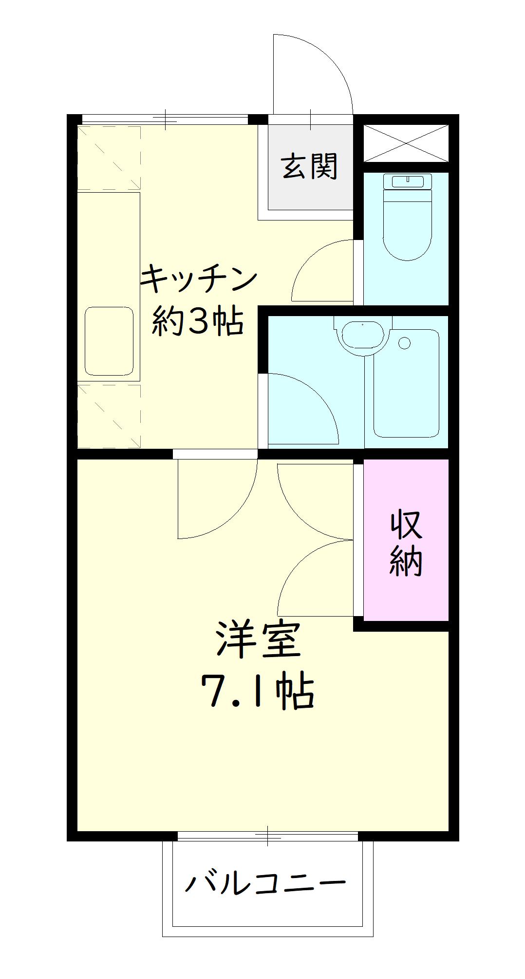 シェモアII(1K/1階)の間取り写真
