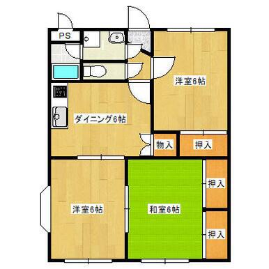 桜コート(3DK/2階)の間取り写真