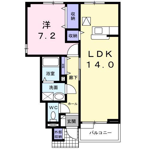 フィオーレ(1LDK/1階)の間取り写真