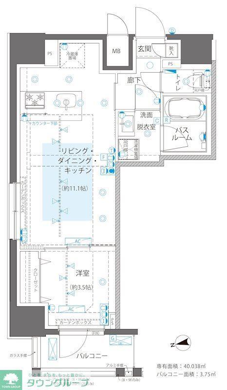 ZOOM浅草ウエスト(1LDK/8階)の間取り写真