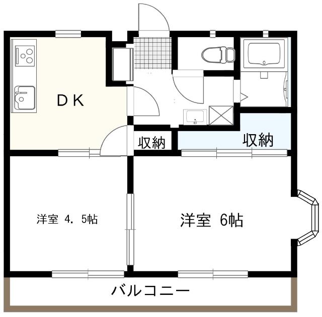 サニーサイド野川台II(2DK/2階)の間取り写真