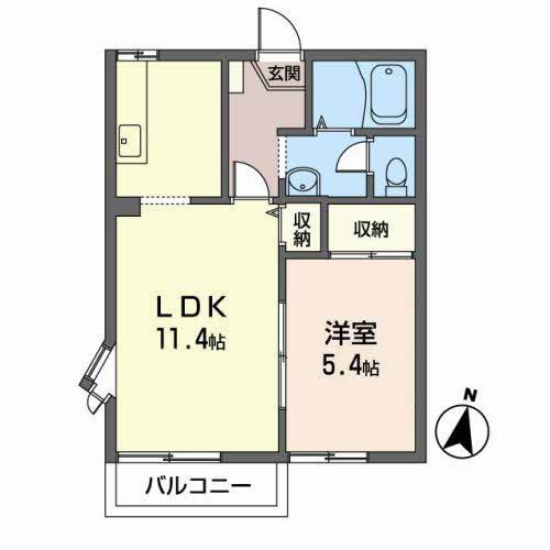 メサ・フォレストI(1LDK/2階)の間取り写真