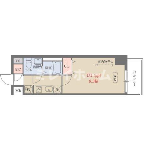 DELCCS梅屋敷(1K/2階)の間取り写真