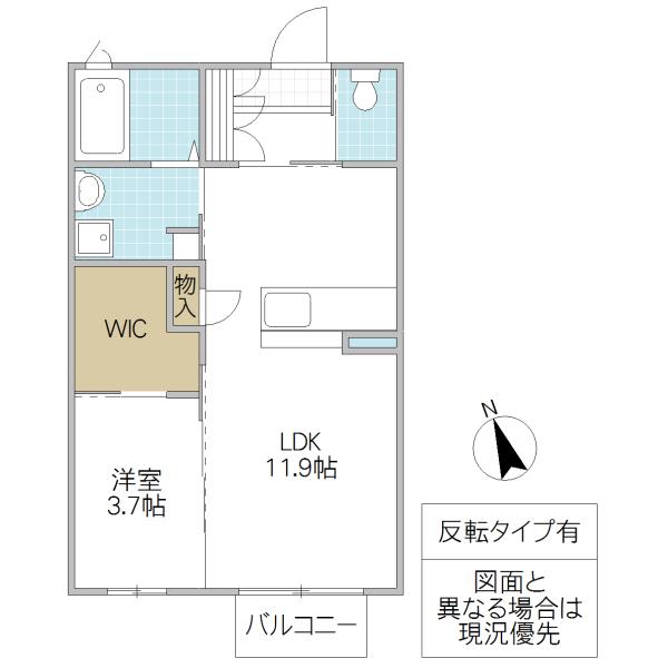 ノアール・エ・ブラン(1LDK/2階)の間取り写真