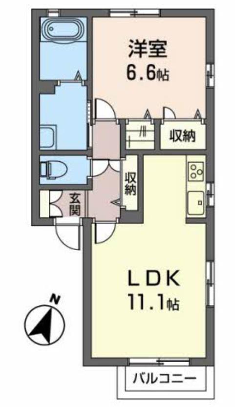 シャーメゾンシルクB(1LDK/2階)の間取り写真