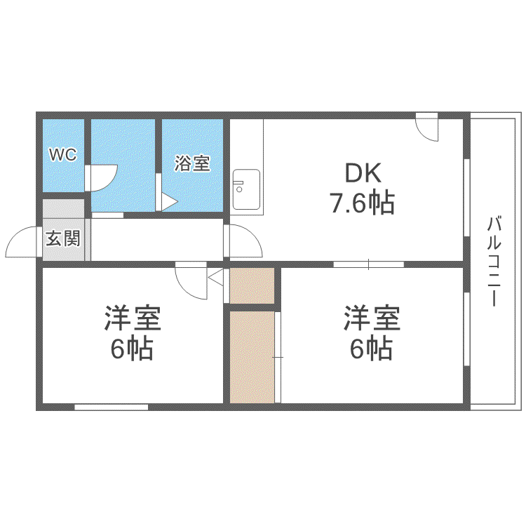 アムール南郷(2DK/3階)の間取り写真