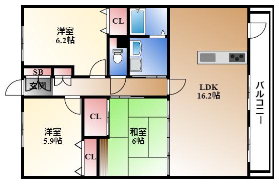 ファヴォール白壁(3LDK/10階)の間取り写真