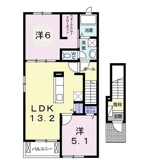 カモミールF(2LDK/2階)の間取り写真