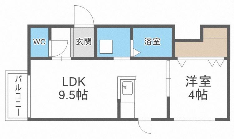 PEERSON栄通12(1LDK/3階)の間取り写真