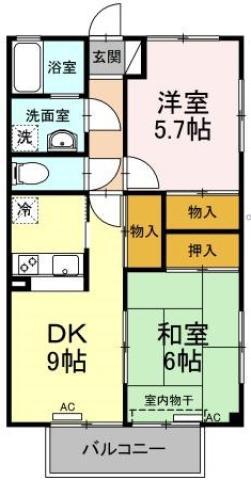 リバーサイド幸泉 1棟(2DK/2階)の間取り写真