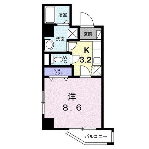 ゆちばな 3(1K/5階)の間取り写真