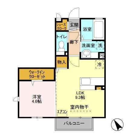 グランシャリオII(1LDK/1階)の間取り写真