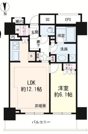 ライオンズ四谷タワーゲート(1LDK/11階)の間取り写真