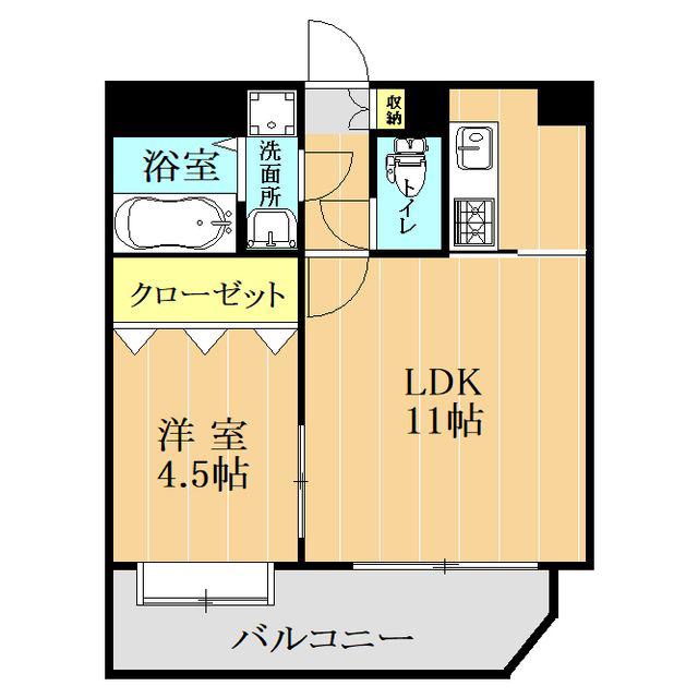 PATIO長嶺南(1LDK/2階)の間取り写真
