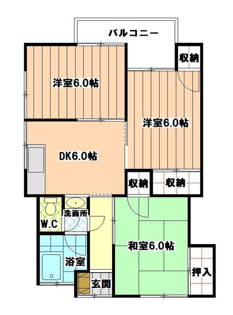 堀内ハイツ(3DK/2階)の間取り写真