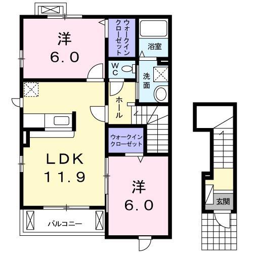 フィオーレSK II(2LDK/2階)の間取り写真