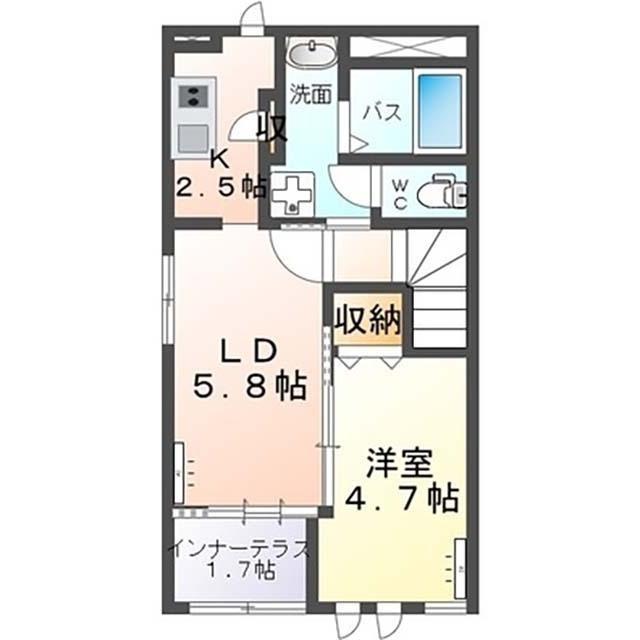 モルガンB(1LDK/2階)の間取り写真