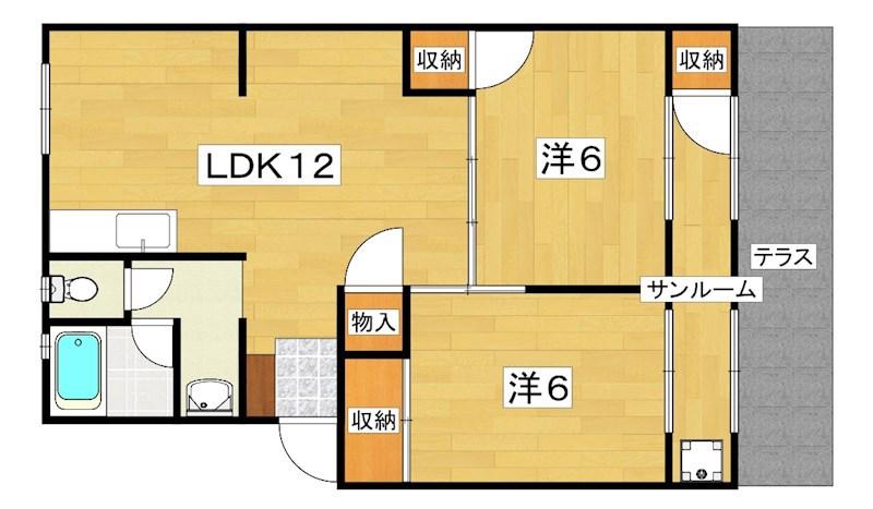 カルムイン香里園(2LDK/1階)の間取り写真