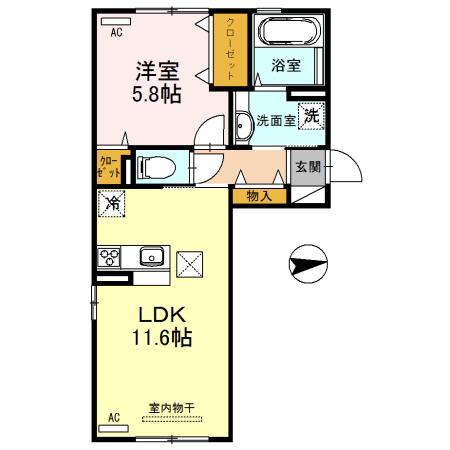 グランステラ(1LDK/1階)の間取り写真