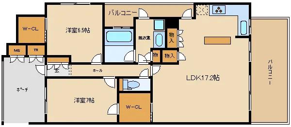ハイネスクラウズ藤井寺(2LDK/11階)の間取り写真