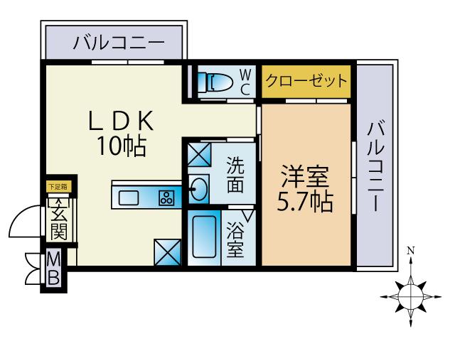 KATSURA DOMILE(1LDK/2階)の間取り写真