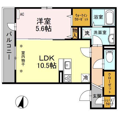 中新第2ビル新越谷(1LDK/1階)の間取り写真