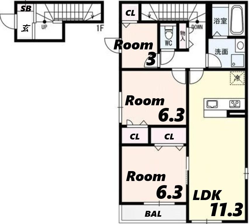 MAISON DE HIRO II(3LDK/2階)の間取り写真