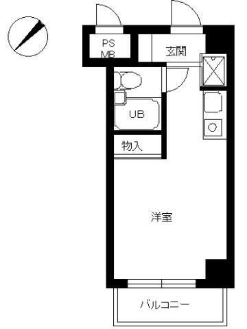 スカイコート世田谷用賀(ワンルーム/8階)の間取り写真