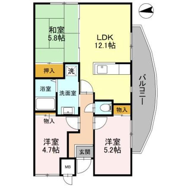 サンコート千代田(3LDK/1階)の間取り写真