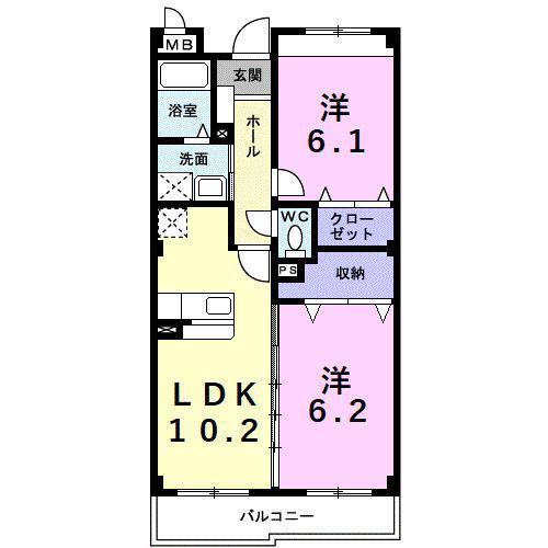 イーメゾンズ豊倉(2LDK/1階)の間取り写真