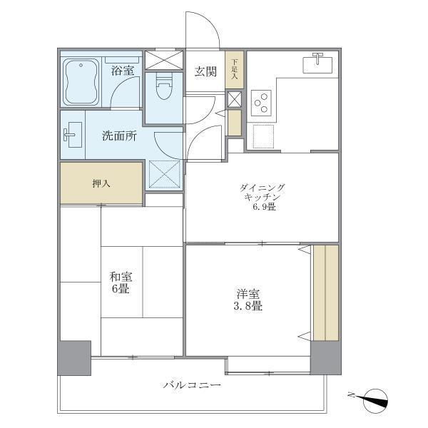 ニューハイツ豊島園(2DK/2階)の間取り写真