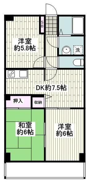 サンパイン(3DK/1階)の間取り写真